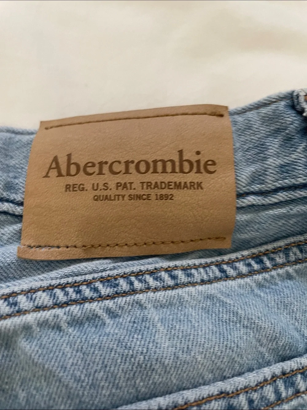 abercrombie kids Light Blue Denim Shorts with Paint Details